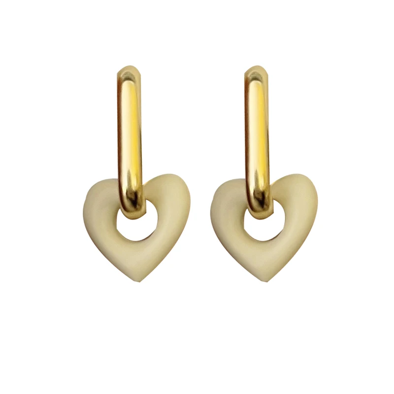 Mihan Modern Jewelry Heart Earrings Popular Design Elegant Temperament Golden Plated White Green Drop For Women Gifts |