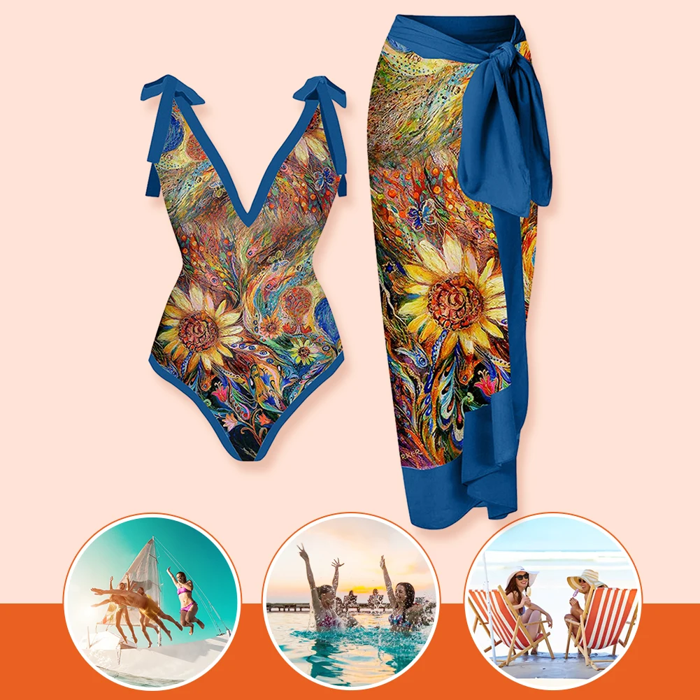 

Пляжный купальный костюм с платьем, пляжный спортивный купальник на шнуровке, женский дышащий консервативный Модный Купальник из 2 предметов для водных видов спорта