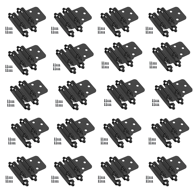 

25 Pairs (50 Units) Cabinet Hinge Self-Closing Kitchen Cabinet Hinges 1/2 Inch Overlay Replacement Cabinet Doors Black