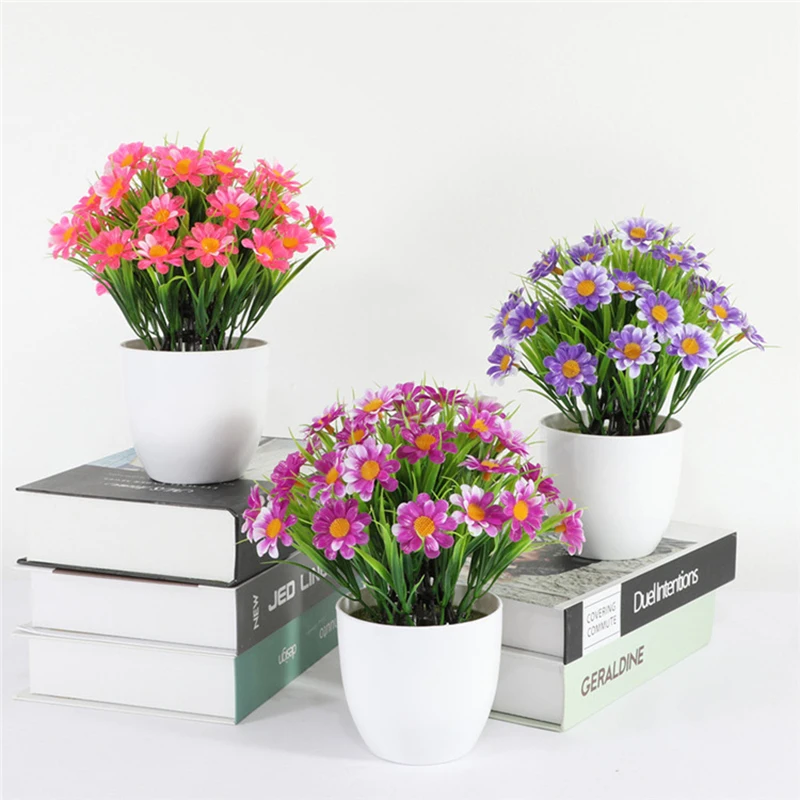 

Artificial Plants Cute Daisy Bonsai Plants Home Decor Bonsai Fake Flowers Potted Ornaments Wediing Party Decorations