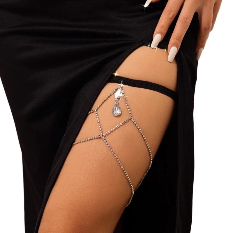 

MXMB Hot Girls Leg Chain Layered Thigh Chains Elastic Body Chain Nightclub Bar Body Accessory for Woman Girls