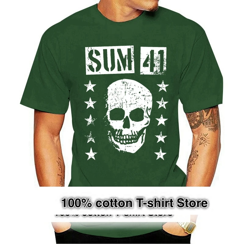 Sum 41 'Grinning Skull'  Cotton 2021 Fashion T Shirt Top Christmas Gifts Tee