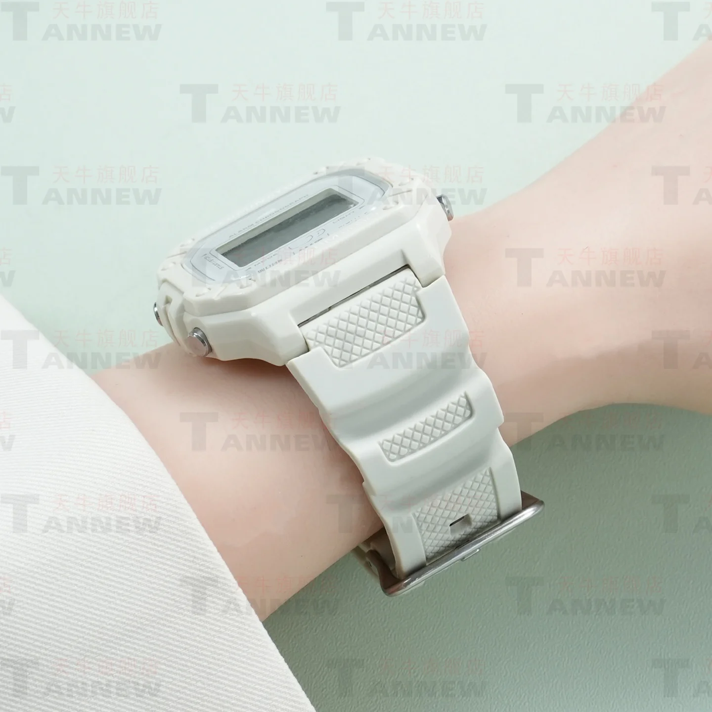 Для Casio W-218H W-218HC AE-1200 SGW-300 SGW-400 MRW-200, розово-кремово-белый силиконовый ремешок для часов, женский сменный ремешок. (art.: 3920da2c3b0b1) - 3920da2c3b0b1
