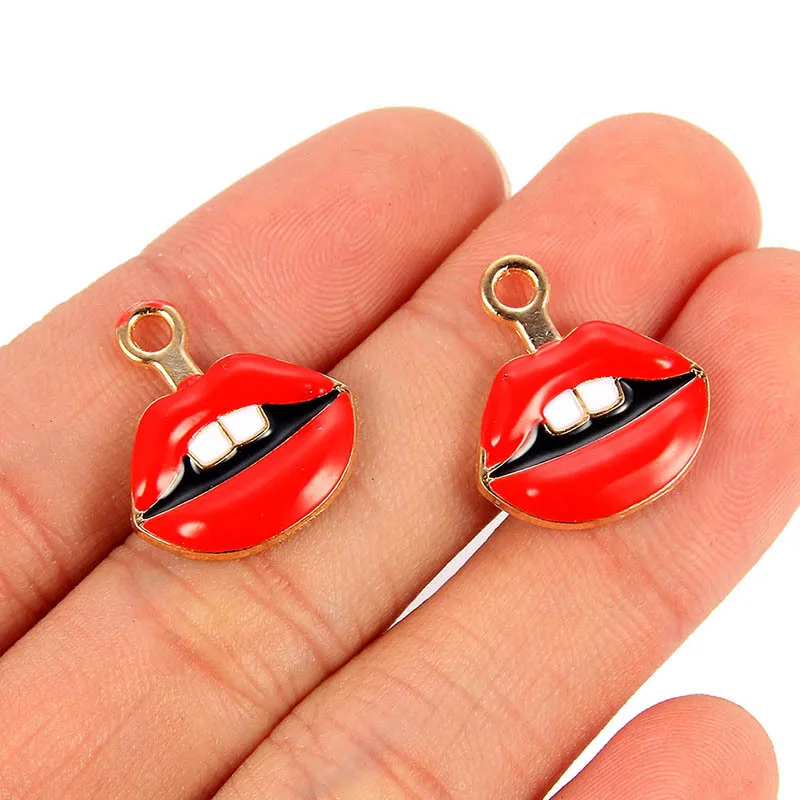 

Wholesale Red Rose Red Sexy Lips Enamel Charms Drop Oil Zinc Alloy Metal DIY Jewelry Earring Bracelet Hair Accessories Pendant