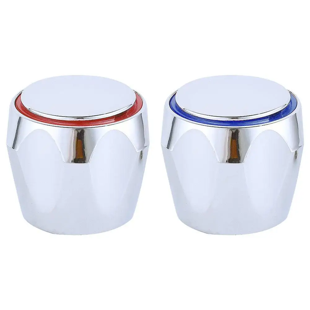 

2 Pcs Hot Cold Tap Top Head Faucet Covers Chrome Plated Parts Replacement Set Kitchen Bathroom Faucet Handle