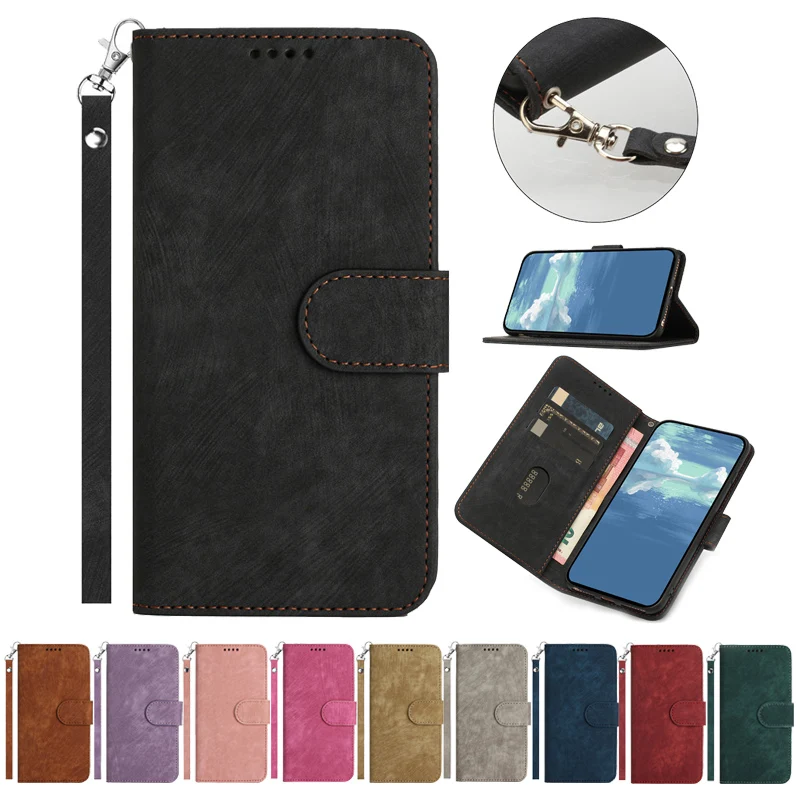 

Textured Solid Colors Phone Wallet Case For VIVO Y100 Y55s Y56 Y02a Y35 4G 2022 Y22 Y78 Plus V27e V27 5G Flip Cover Protect Bags