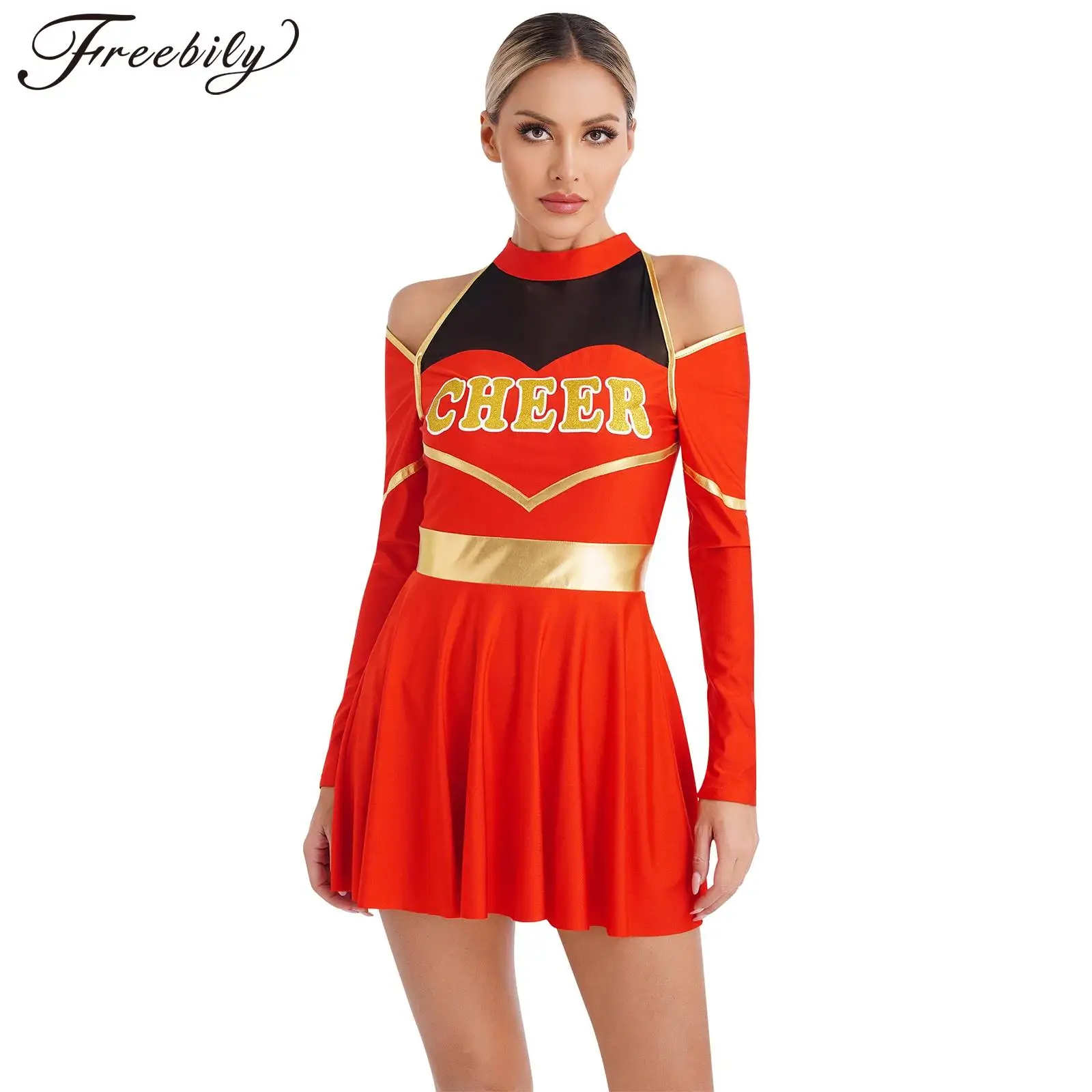 Женский стиль костюм школьницы Униформа с открытыми плечами платье буквенным