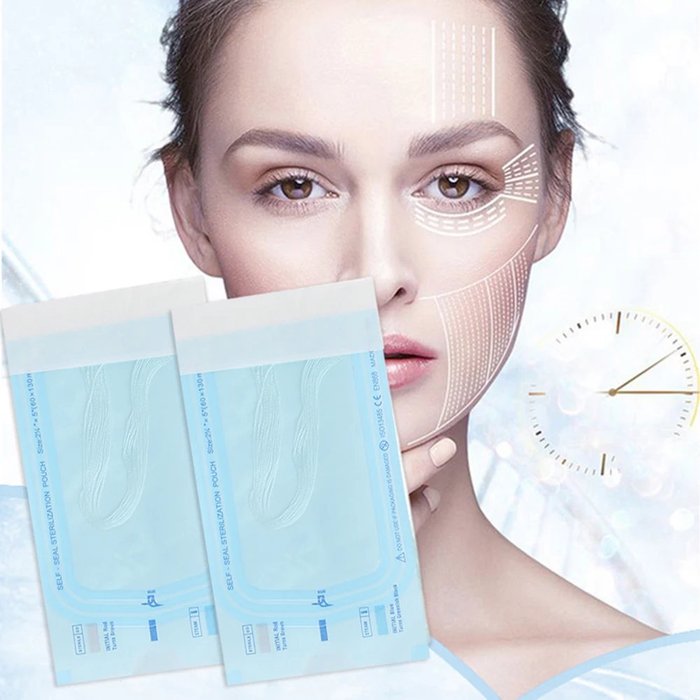 

12pcs/bag No Needle Anti Aging Collagen Facial Thread Lifting Face Line Essence Protein Skin Absorbed Lines Wrinkle Remove Care