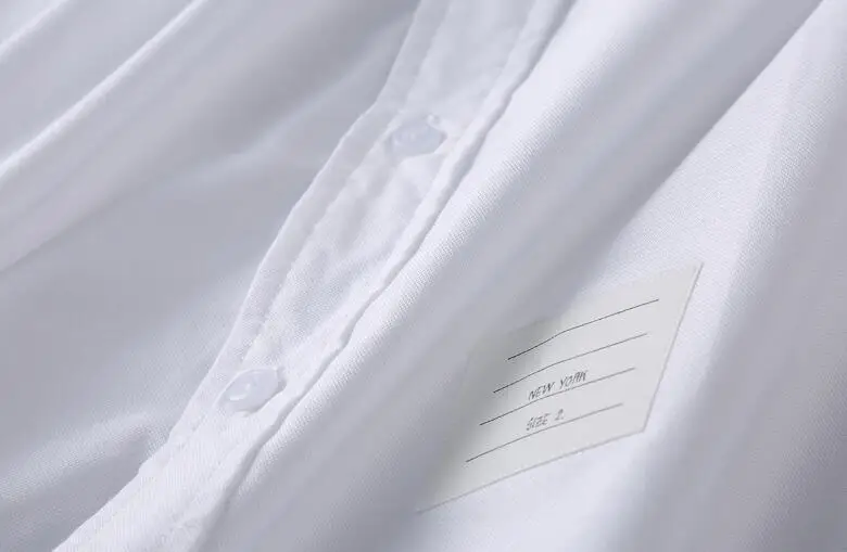 TB Man Casual Shirt Men Slim White Long Sleeve Casual Shirt Turn Down Collar Oxford Cuff Ribbons Men's Clothing