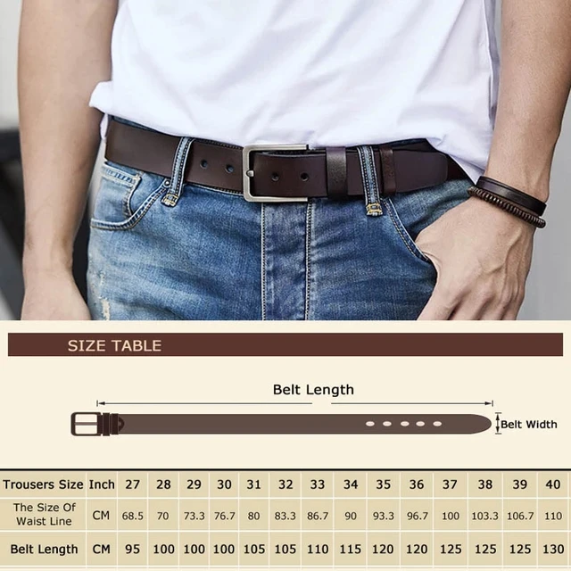 Men's Belt 100% Genuine Leather Belts for Men Jeans Belt Brand Design High Quality Cow Skin Cowhide 3.8CM Wide Belt Man 6