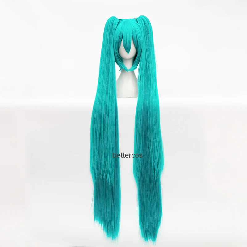 Высокое качество Vocaloid Miku косплей парик длинные термостойкие синтетические заколки для волос хвостики парики + шапочка для парика (art.: 3920d36fdf626) - 3920d36fdf626