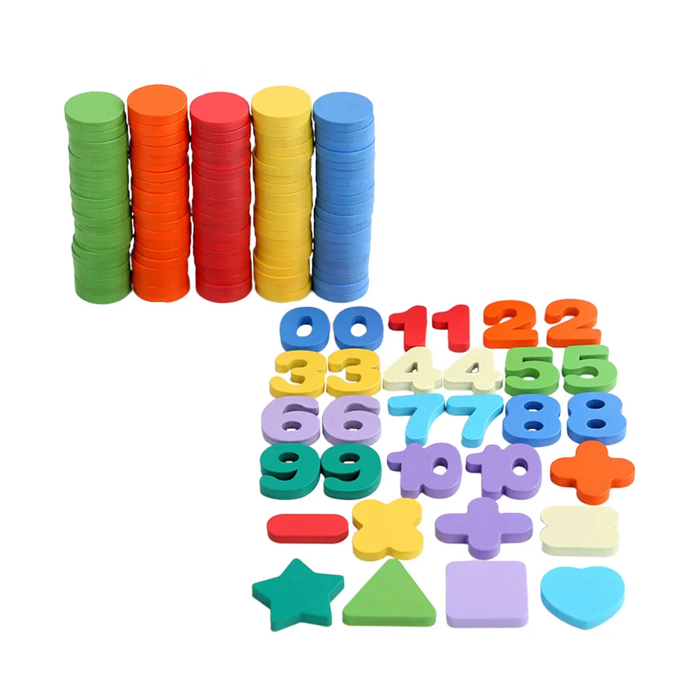 

1 Set of Wooden Math Counting Chips Kindergarten Early Education Aids Baby