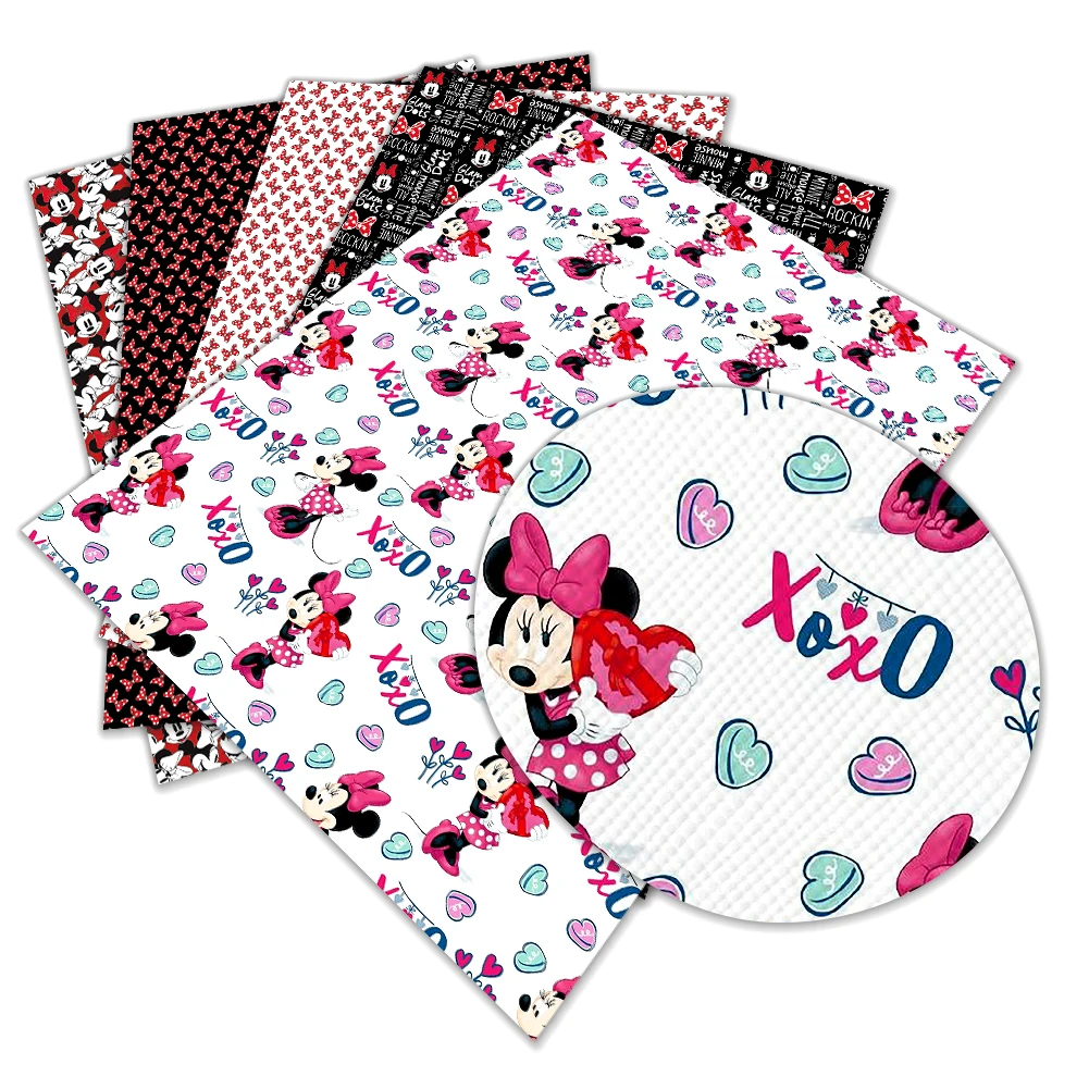 

Cartoon Disney Mickey Minnie Print Pattern Artificial Leather Cross Pattern for DIY Jewelry Earring Craft Making 22*30cm