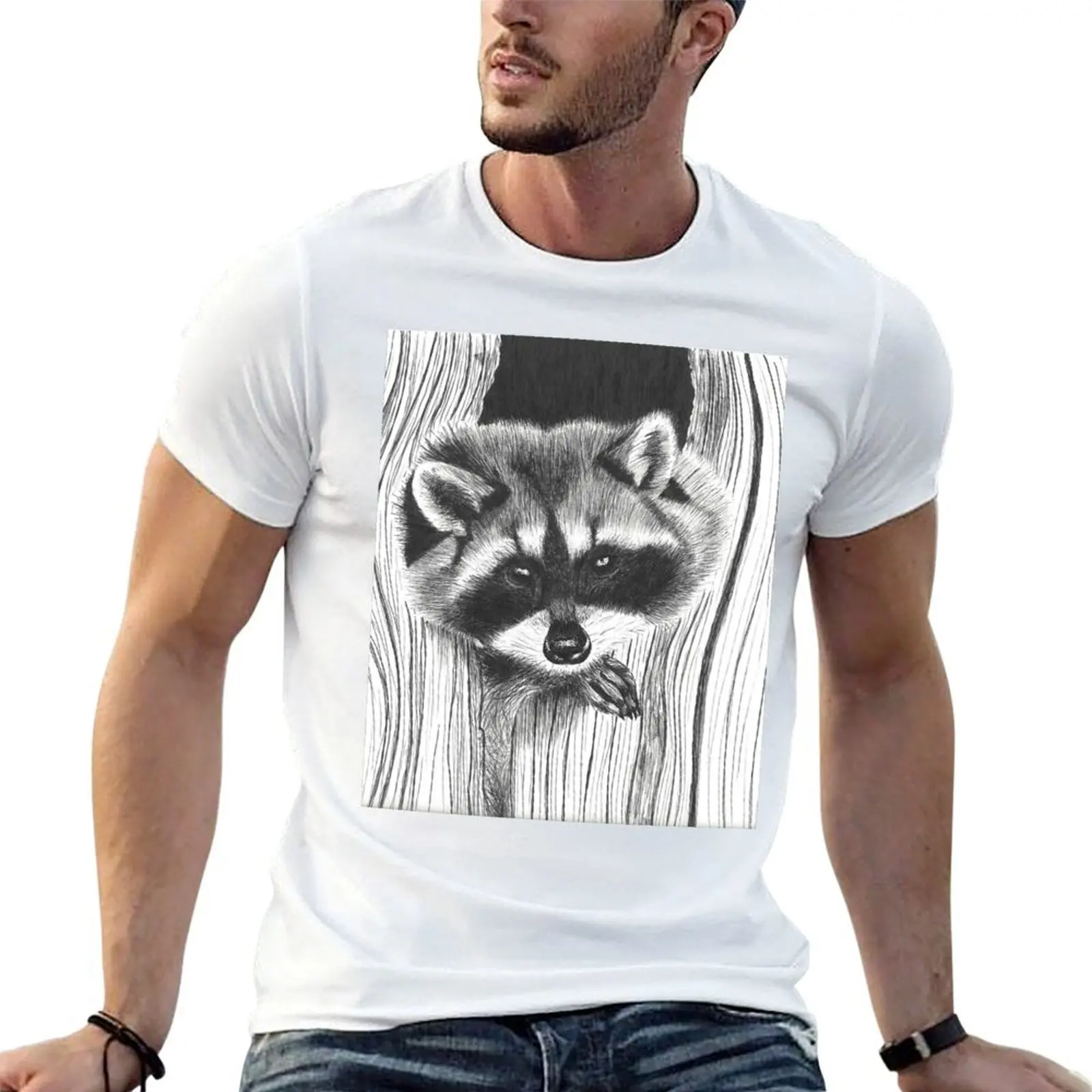 Фото Футболка Moxie the Stealthy Raccoon, удобная рубашка с короткими рукавами для тренировок №1