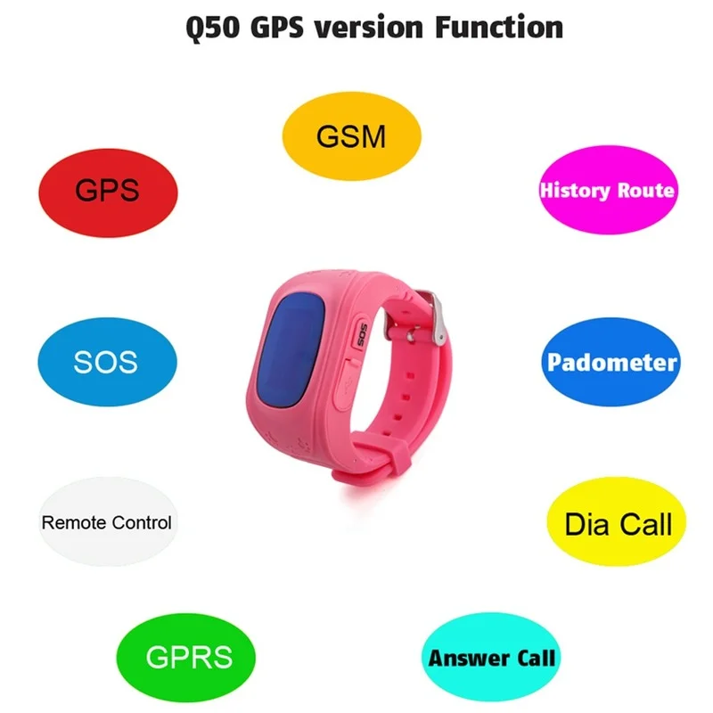 Детские часы со встроенным GPS-трекером, SOS-кнопкой, монитором положения, подключаемые к телефону, совместимыми с IOS и Android, модель Q50.