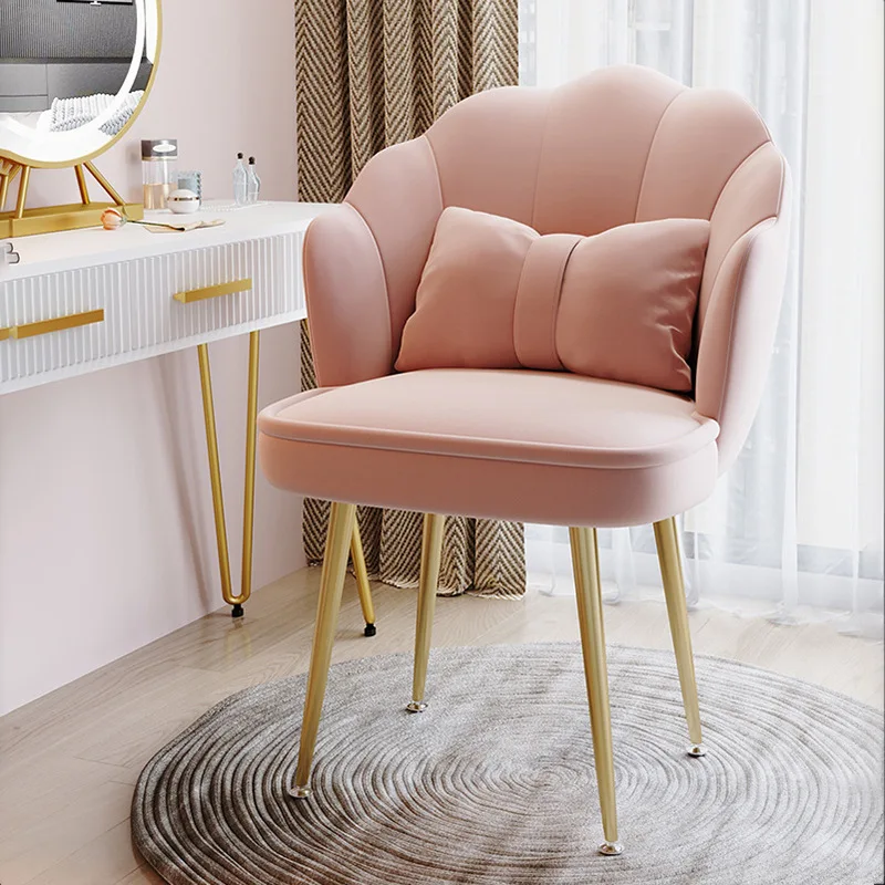 

Nordic Makeup Stool Nail Chair Modern Vanity Armchairs Living Room Furniture Backrest Light Luxury Soft Chairs Leisure