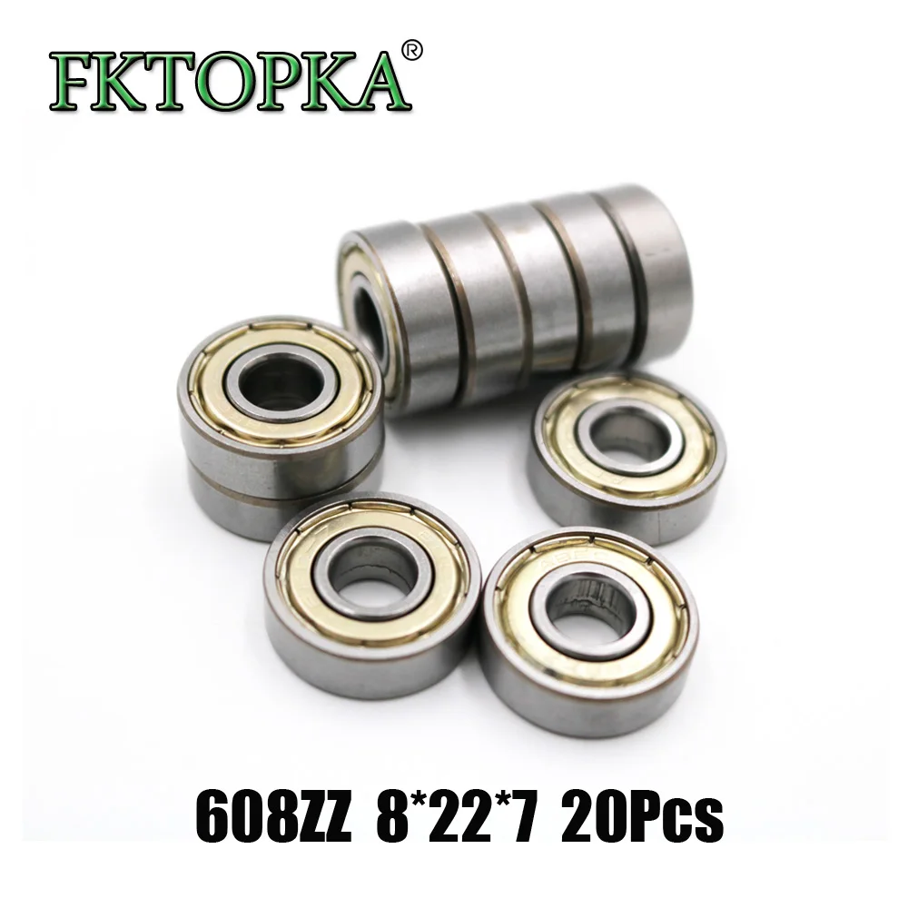 

20Pcs Bearings 608ZZ Lager 8X22X7 Mm (10 Stuks) ABEC-7 Skate Wandelwagen Miniatuur 608 zz Kogellagers 608RS 608 2Z Lager