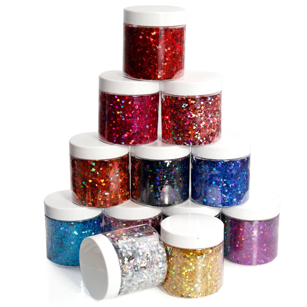 

50g Nail Art Decals Heart Holographic Nail Art Sequins Glitter for Lovers Gift Nail Sweet Heart Nail Glitter Sequins Manicure