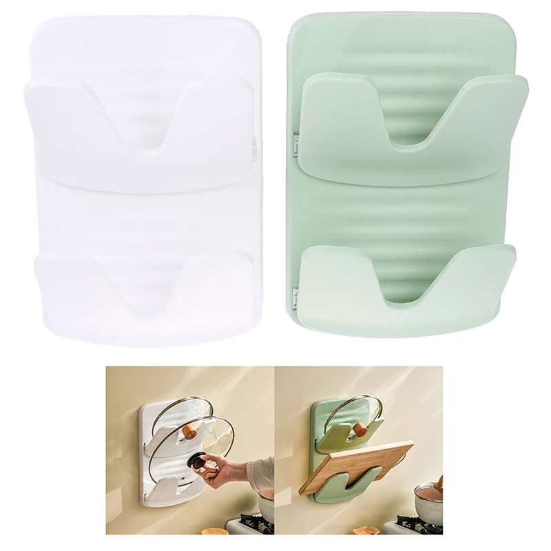 

2 Layer Wall Mounted Pot Lid Rack Spoon Holder Kitchen Organizer Cutlery Holder for Fork Spatula Rack Pan Cover Shelf Tableware