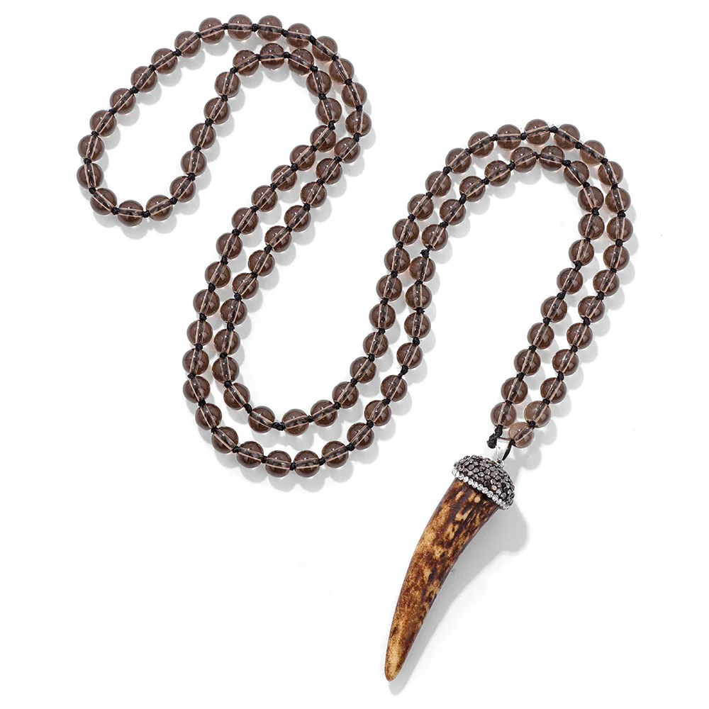 Винтажное ожерелье с подвеской из бусин Мала 108 натуральный камень ручной работы