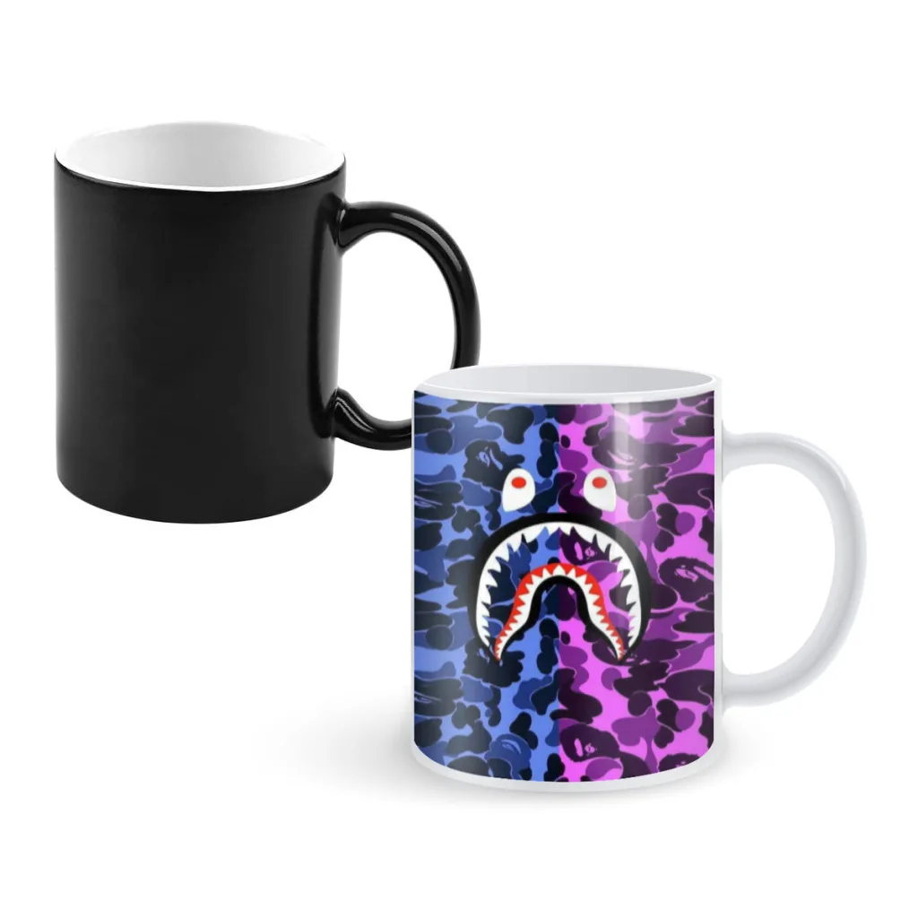 

Camouflage Camouflage Shark Pattern Thermochromic Ceramic Tea Cup Coffee Mug Children's Birthday Gift