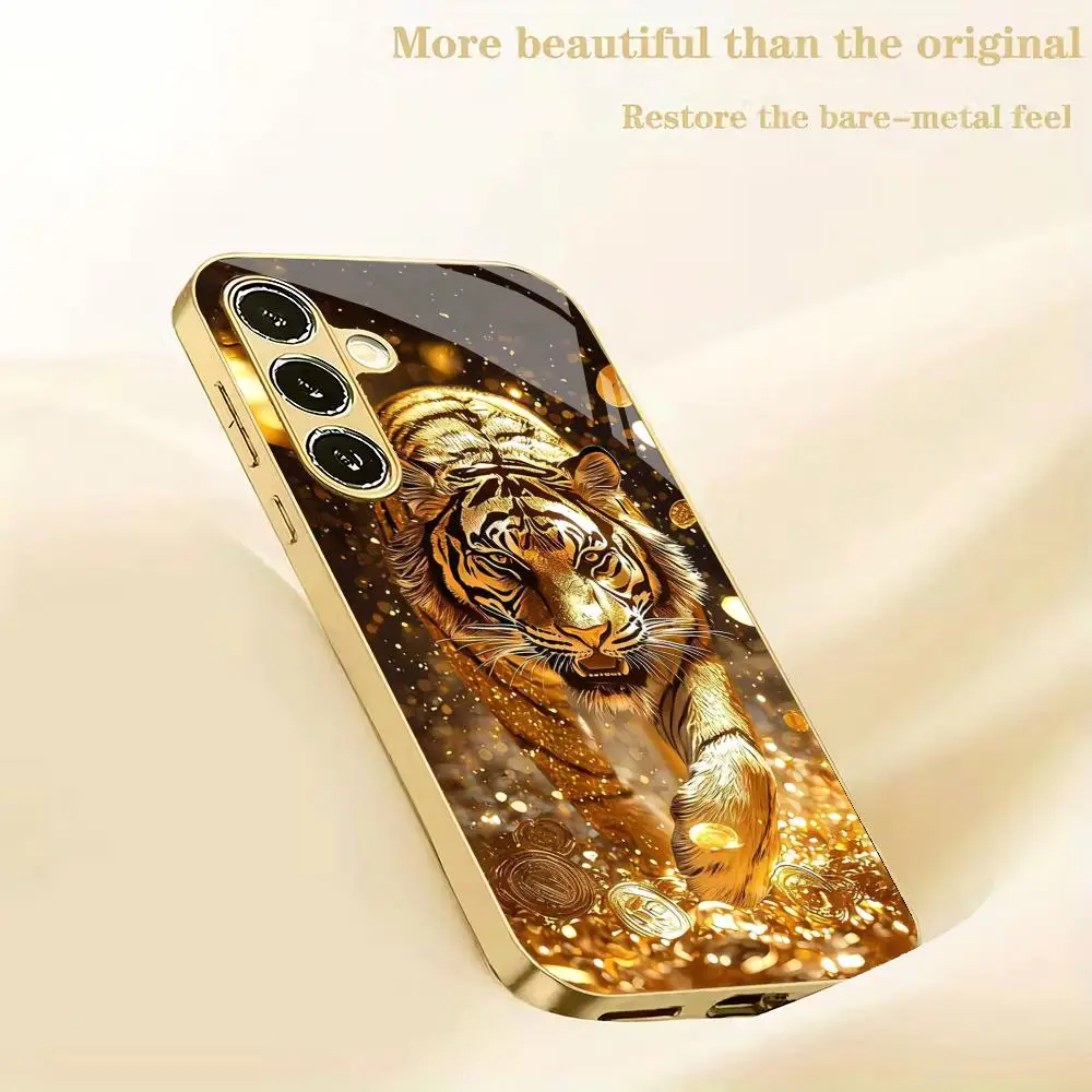 Фото Роскошный золотой чехол Tige для Samsung Galaxy S26 25 24 23 22 21 Plus Ultra FE, противоударный, с гальваническим покрытием, полная защита №5