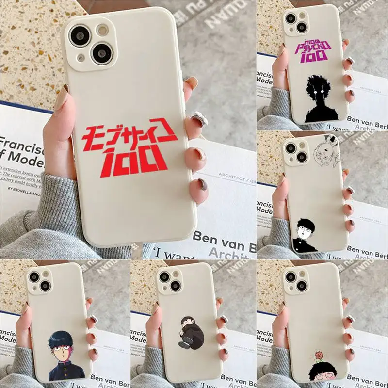 

Mob Psycho 100 Anime Phone Case For Iphone 7 8 Plus X Xr Xs 11 12 13 Se2020 Mini 14 Pro Max White Case
