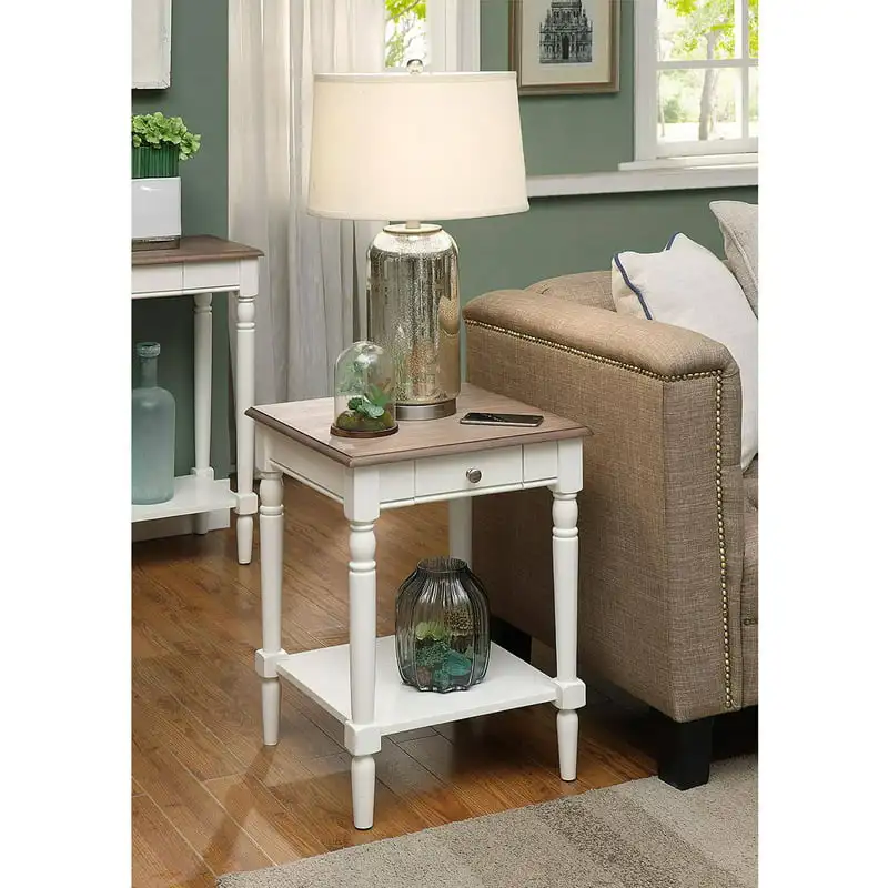 

Country End Table with Drawer and Shelf