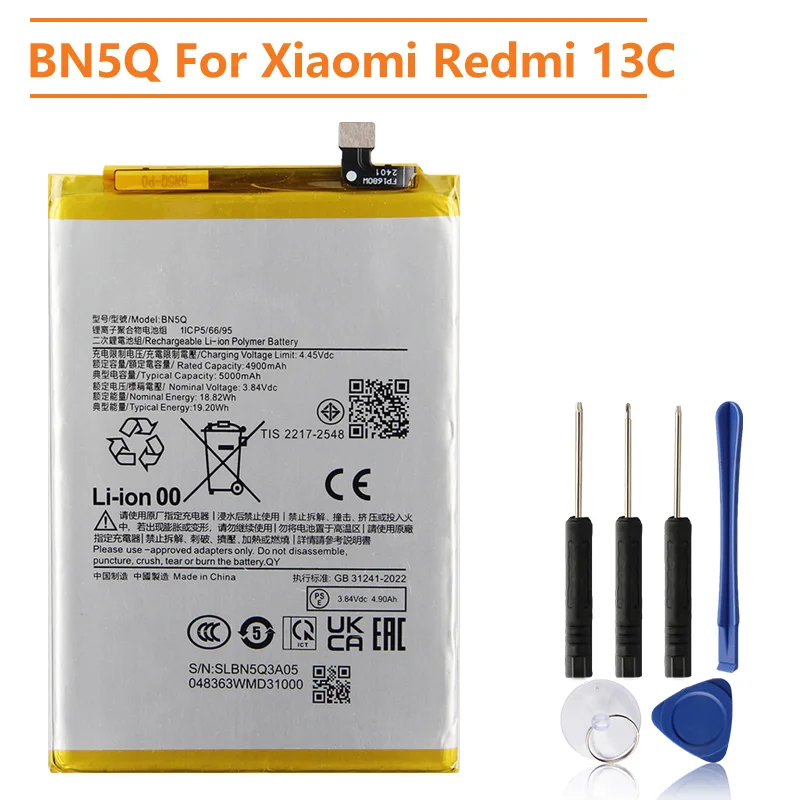 Фото Сменный аккумулятор BN5Q 2025 для Xiaomi Redmi 13C, аккумуляторные батареи для телефона, высокая емкость 5000 мАч №2
