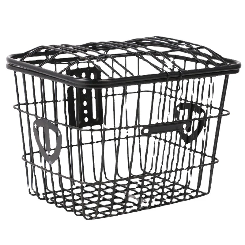 Фото Велосипедная корзина, металлическая задняя полка для велосипеда, корзина для хранения овощей, может переносить домашних животных и рюкзаков, велосипедные аксессуары №5