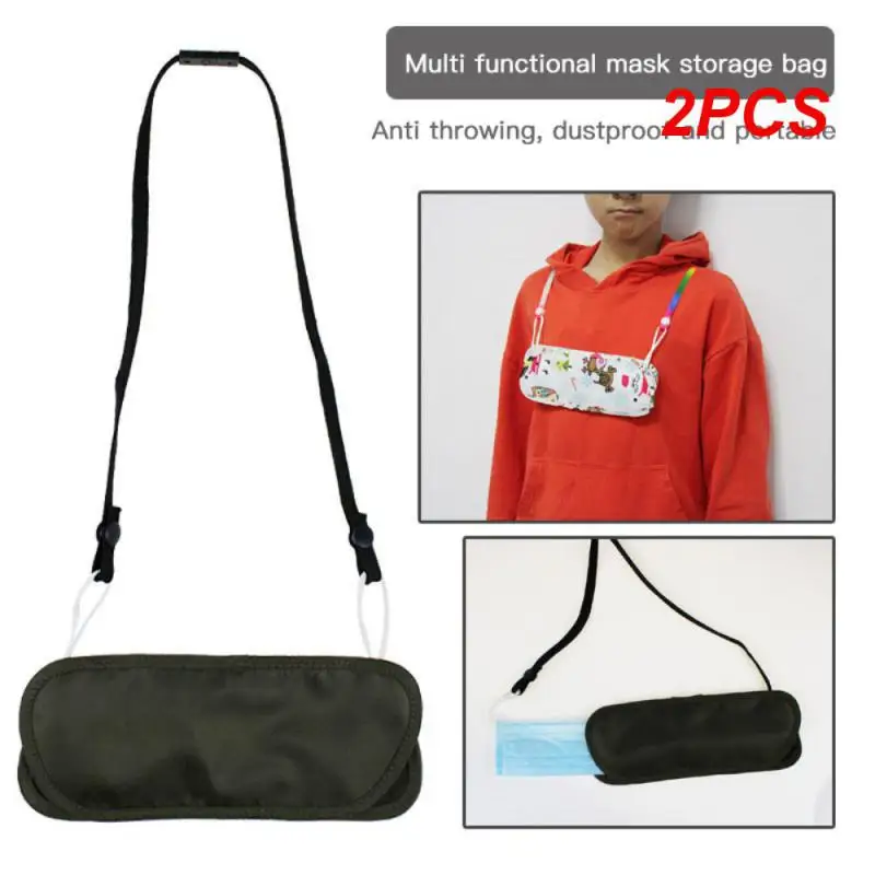 

2PCS New Products Super Bright Super Eye-catching Easy Storage Mask Storage Bag Riding Glasses Storage Bag Mask Lanyard