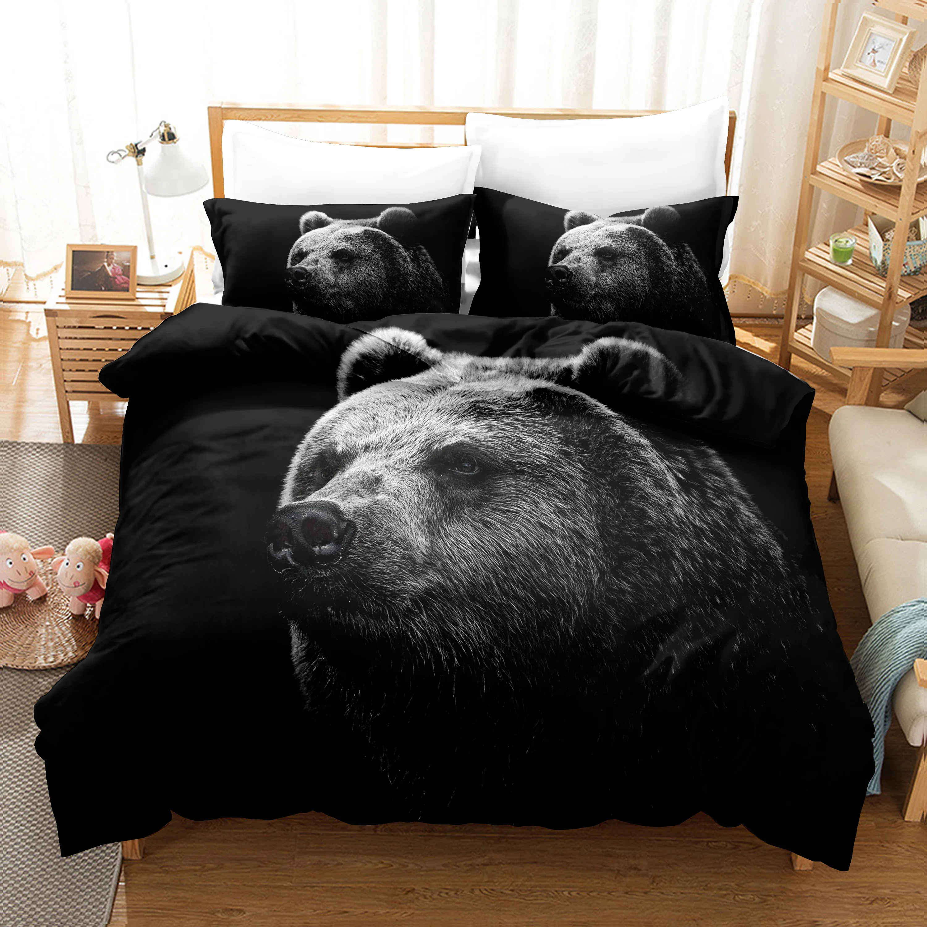 

Sets Cute Duvet Quilt Cover Set Soft Aniaml Polar Bear Bedding Comforter Pillowcase King Queen Size Fo Kids Adults