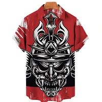 2022 samurai 3d shirt hawaiian shirt men clothes loose breathable mens shirts summer male shirt street casual short sleeve tops
