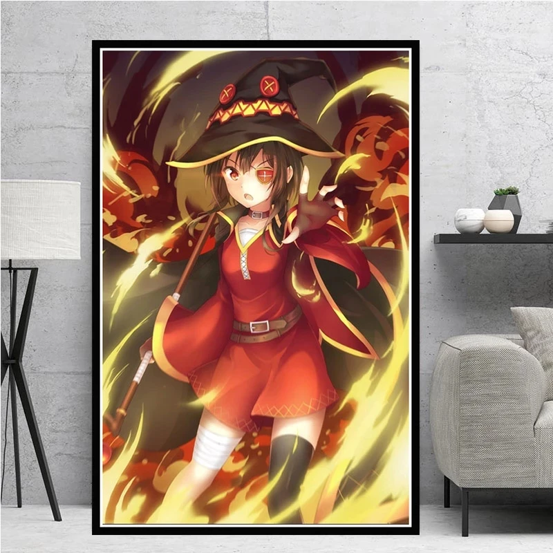 Постеры для печати KonoSuba MEGUMIN Cute Girl японский аниме подарок чернильная Картина на
