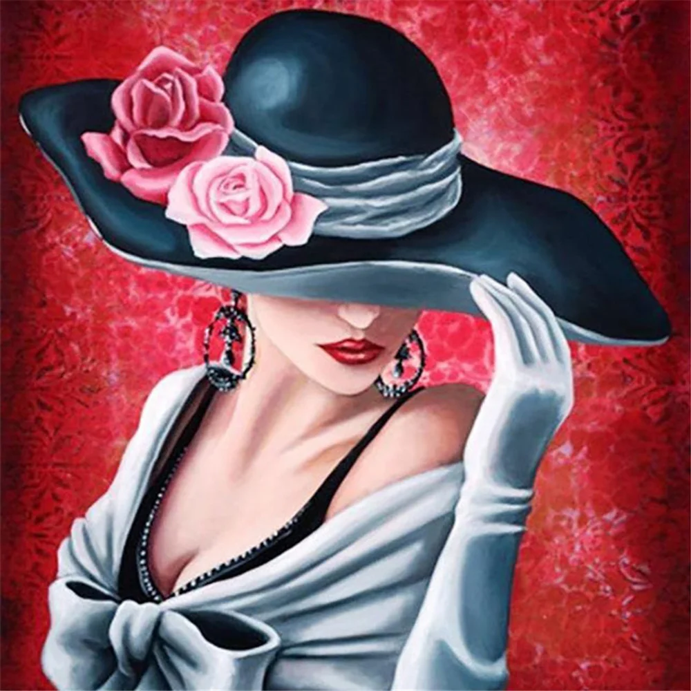 

Ткань с принтом Pretty Lady In Hat 11CT Вышивка крестом своими руками полный комплект DMC нити рукоделие ручная работа подарок