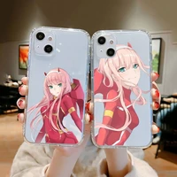 zero two darling in the franxx phone case transparent soft for iphone 12 11 13 7 8 6 s plus x xs xr pro max mini