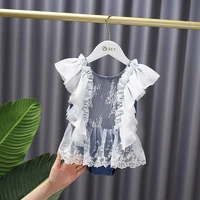 summer infant princess swimsuit lace girls triangle one piece bathing children suit kids ropa bebe