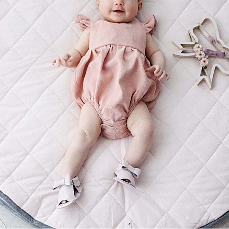

Summer Newborn Cotton Romper Baby Solid Color Jumpsuit Girls Sling Clothes