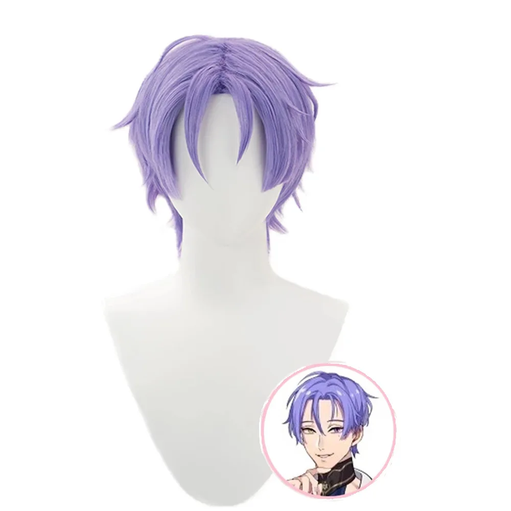 Купи Headwear Game Nu Carnival Kuya Cosplay Wig Short Purple Straight Hair Lilac Middle Part Headwear Free Wig Cap за 1,003 рублей в магазине AliExpress