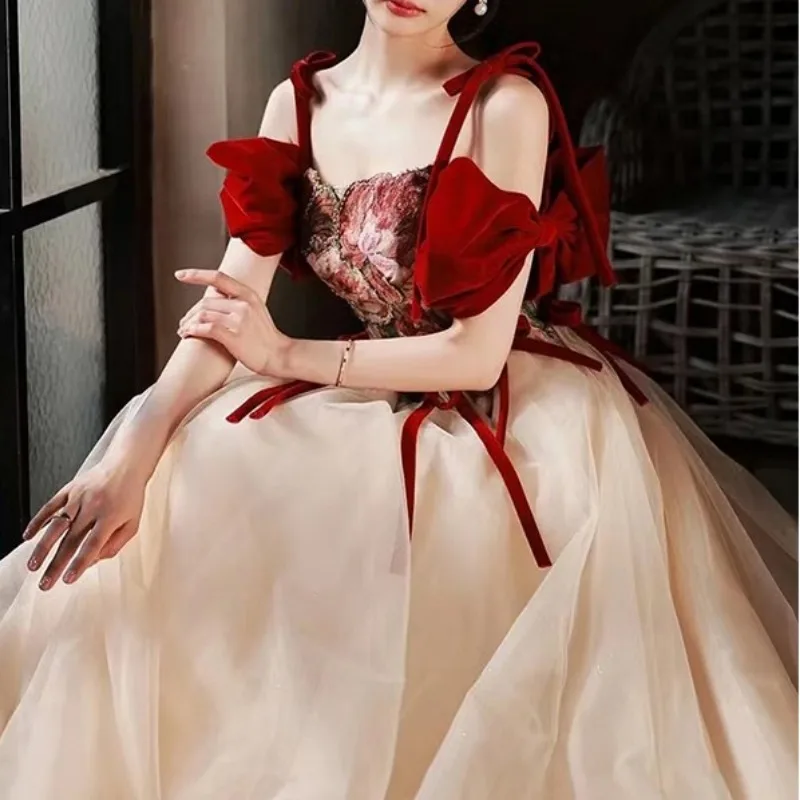 Индивидуальный дизайн с цветочным бантом и рукавами на шнуровке для свадебной