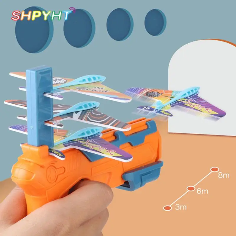 

1set Airplane Launcher Bubble Catapult with 3 Small Plane Toy Funny Airplane Toys for Kids Plane Catapult Gun Shooting Game Gift