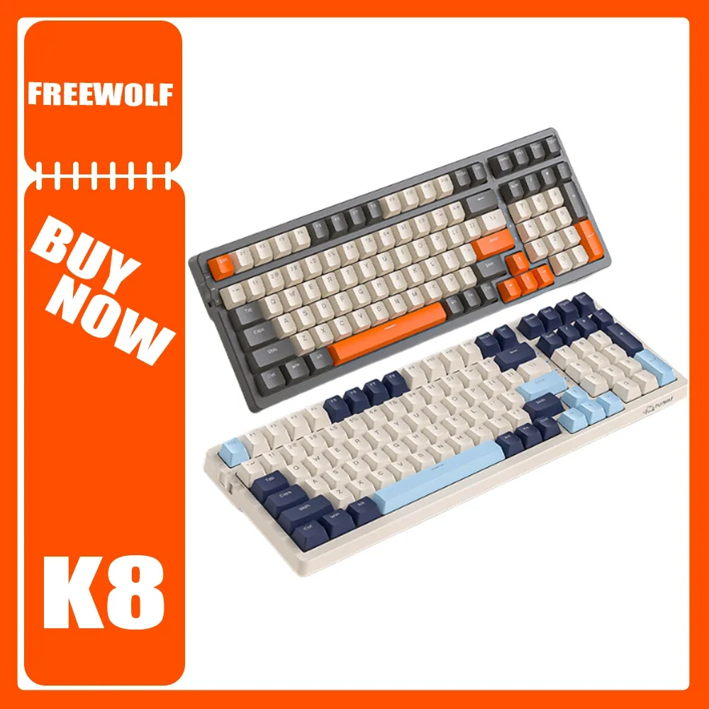 Механическая клавиатура Freewolf K8 трехрежимная прокладка RGB с возможностью горячей