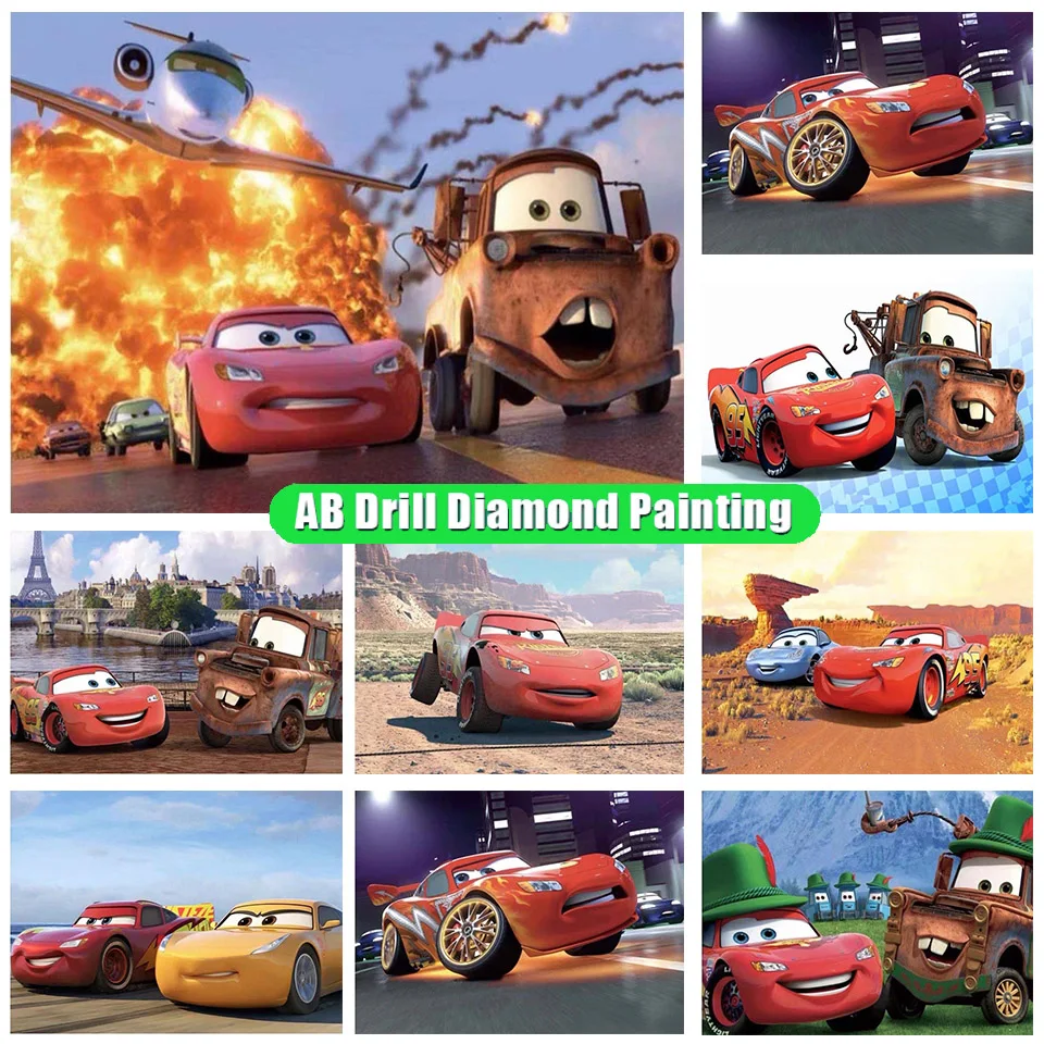 

Disney Diy Ab Diamond Painting Cars Lightning Mcqueen Cartoon Art Characters Mosaic Cross Stitch Rhinestone Kit Home Decor Ll421