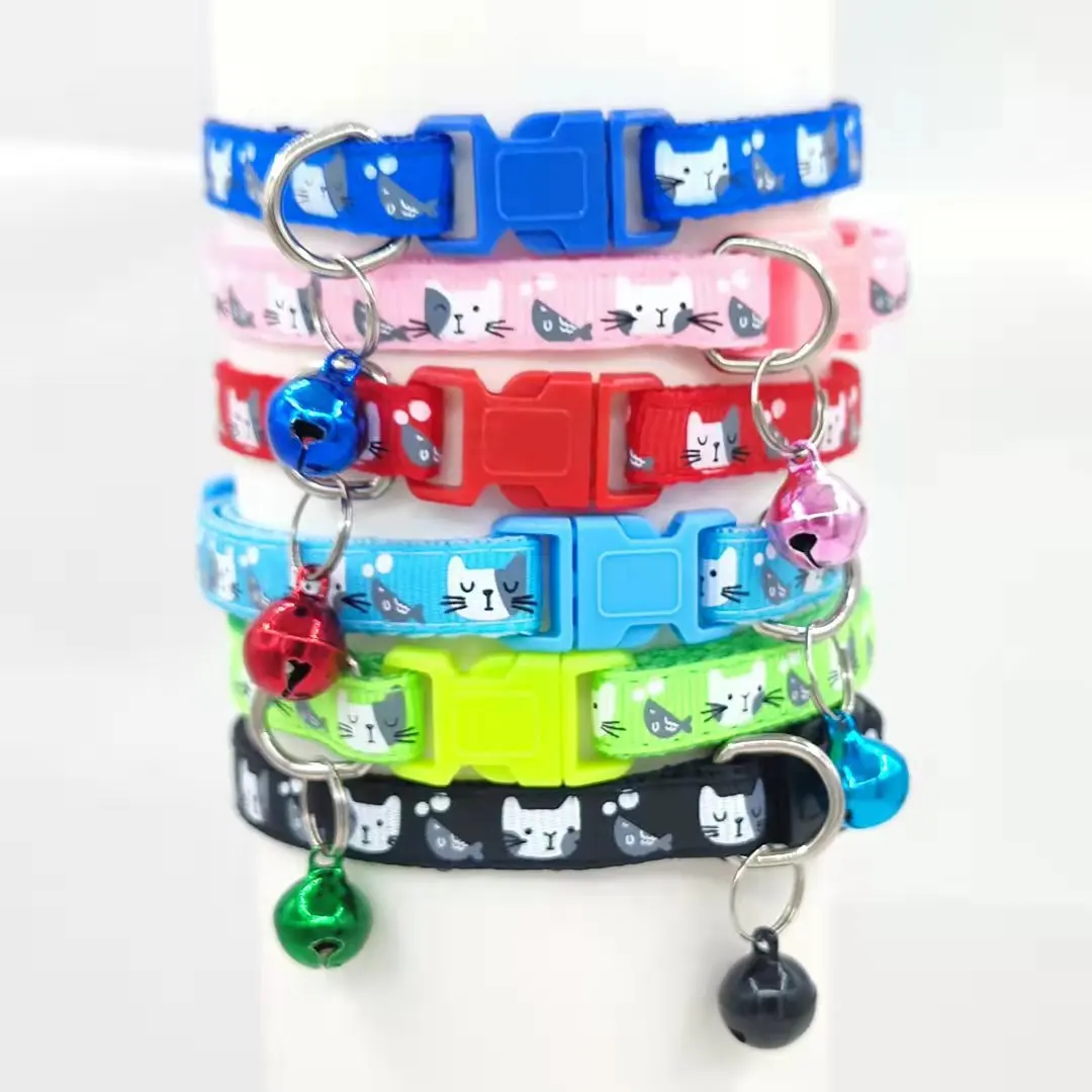 

New Adjustable Cat Collar Puppy and Nylon Leash Pet Necklace with Bells Kitten Supplies