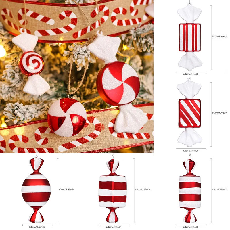 Christmas Candy Pendants 2023 New Hanging Grinch Red Green White Meteor Candy Strips Beading Creative Diy Hanging Decoration