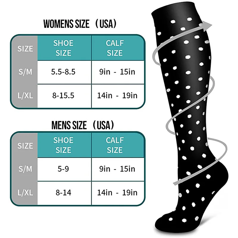 Blood Circulation Compression Socks 15-20mmHg Best for Running Hiking Travel Prevent Varicose Veins Unisex Sports Stockings