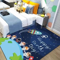 universe space cartoon earth planet astronaut starry sky balloon carpet for living room rug child bedroom floor mat home decor