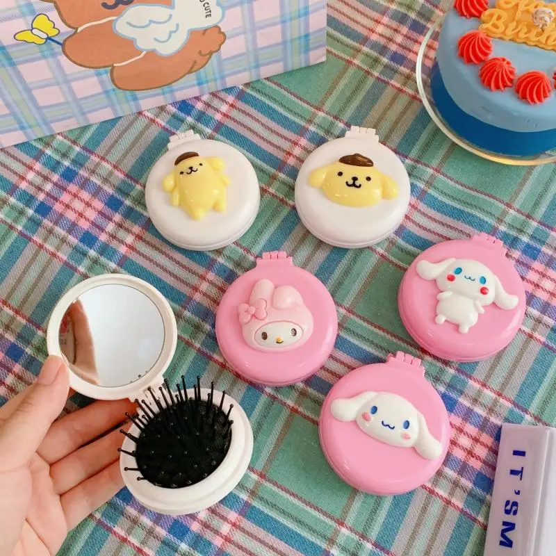 

Kawaii Cartoon Air Cushion Comb Mirror Sanrios Kuromi My Melody Hello Kitty Portable Curly Hair Air Cushion Massage Comb