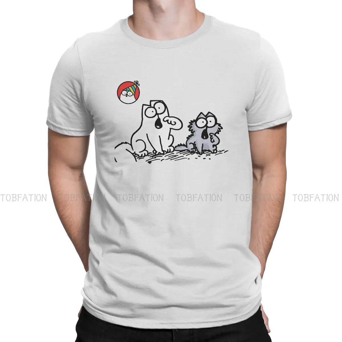 

Two Cat O Neck TShirt Simon's Cat Freedom and Humor Whimsy Pure Cotton Original T Shirt Man's Tops Fashion Big Sale