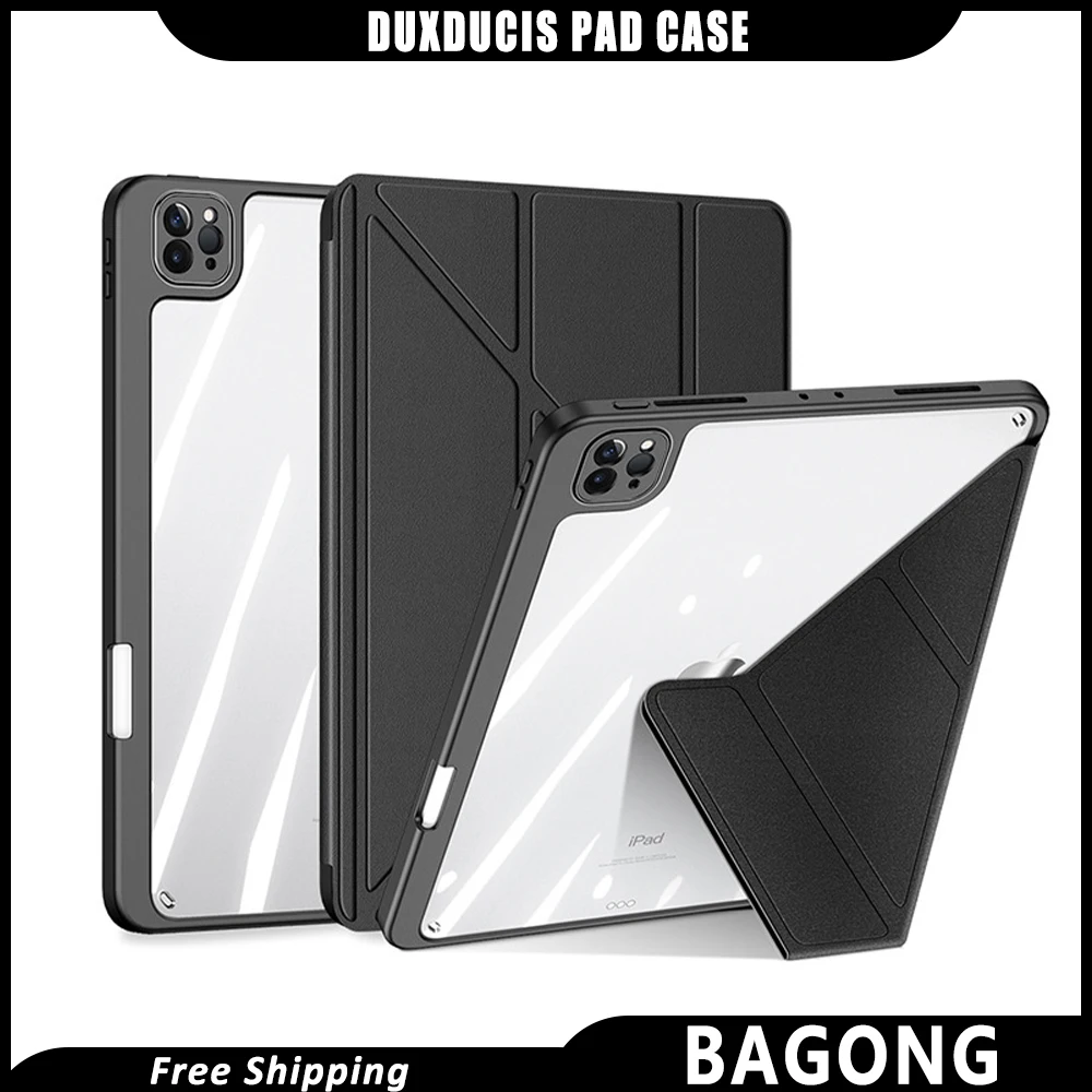 Duxducis Pad Case Tpu Acrylic Cover iPad7 8 9 Air4 5 Pro Case Transparent Detached For Apple Anti-Drop Minimalist iPad 2018 Case